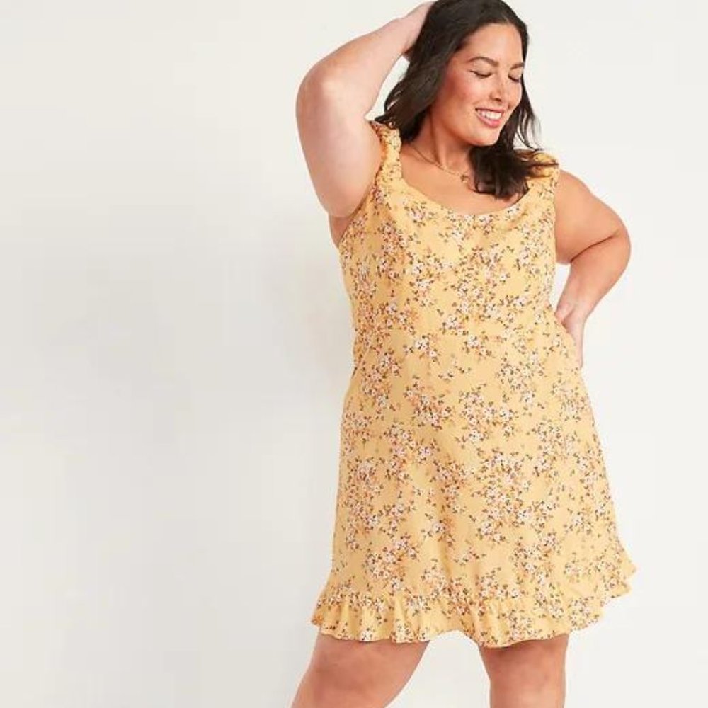 Old Navy Fit and Flare Puff-Sleeve Floral-Print Dress for Women New - Picture 3 of 8